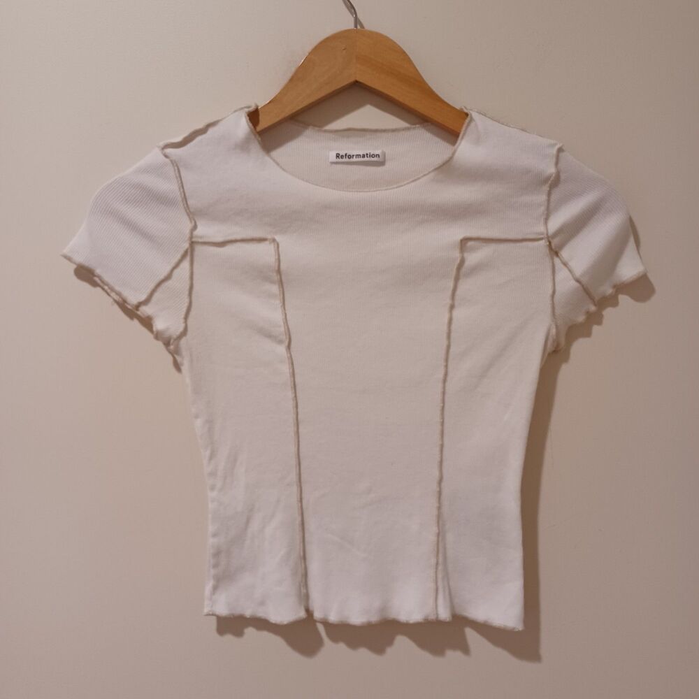 Reformation Cream Short Sleeve Top